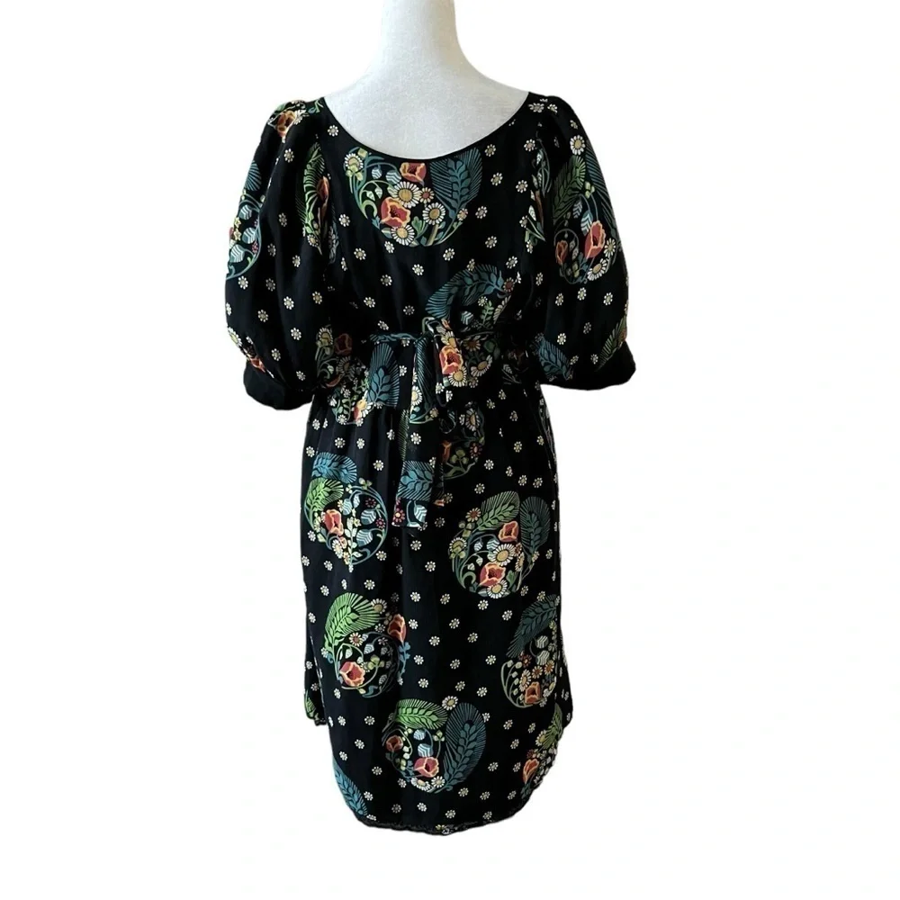 MAEVE Silk Floral Black Dress